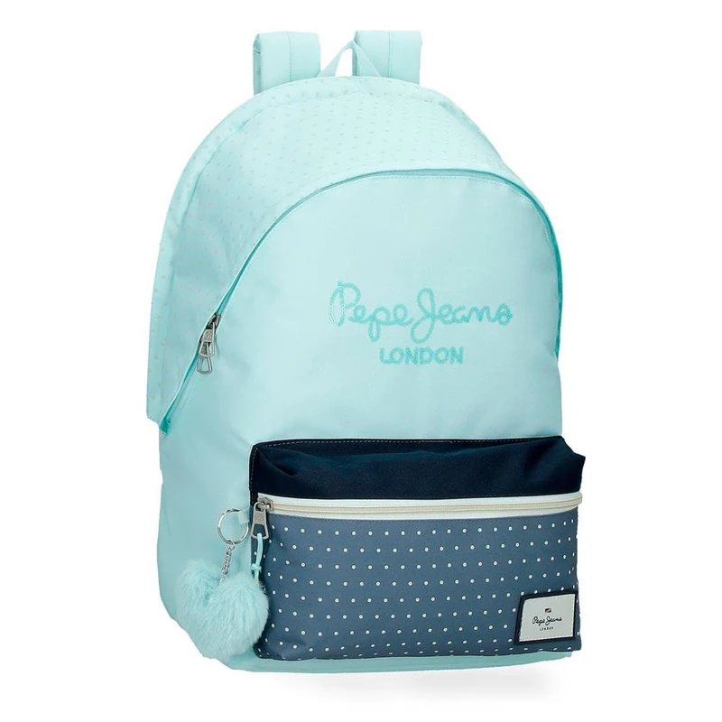 Pepe Jeans Dalma Laptop Backpack Double Compartment Laptop 15.6 Inch Blue 31x44x15cm Polyester by Joumma Bags, Blue, 32x44x22 cms, Laptop Backpack Dual Compartment