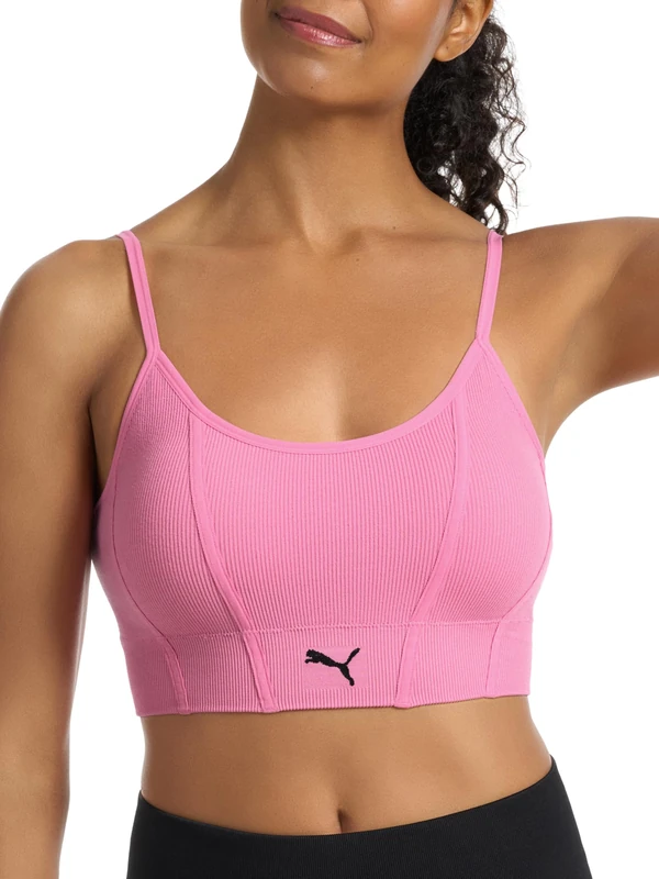 PUMA Women's 2 Pack Seamless Sports Bra, Opaque, Mauve/Heather Grey, S