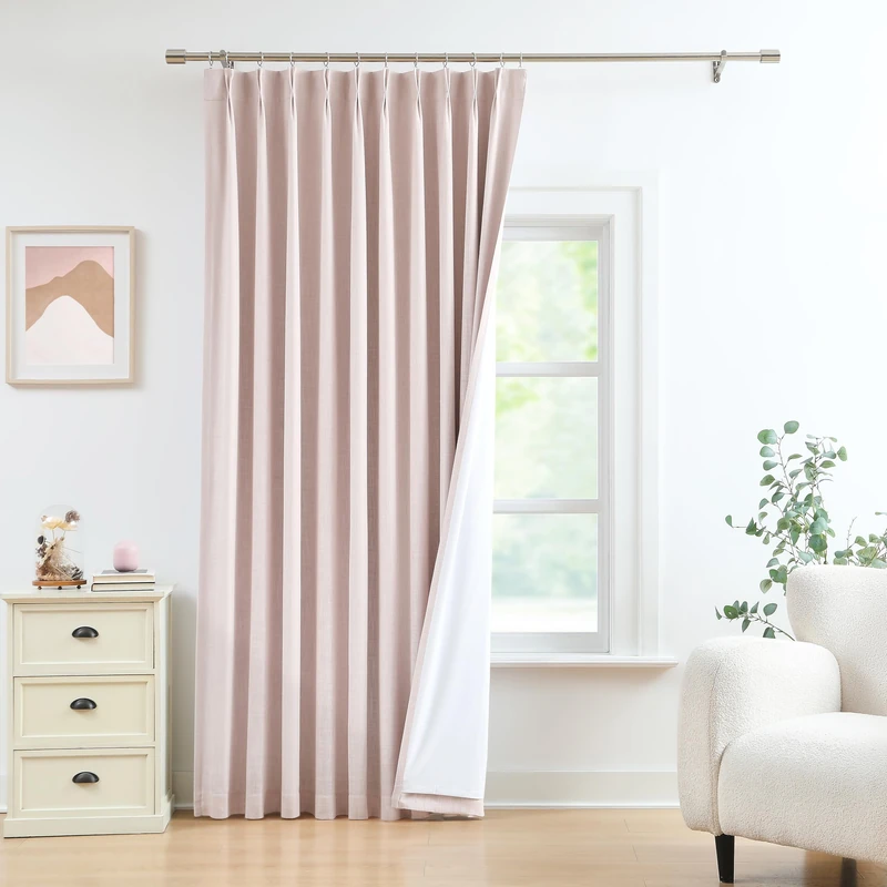 WEST LAKE Pink Bailey Pinch Pleated Blackout Curtains 84 Inches Long