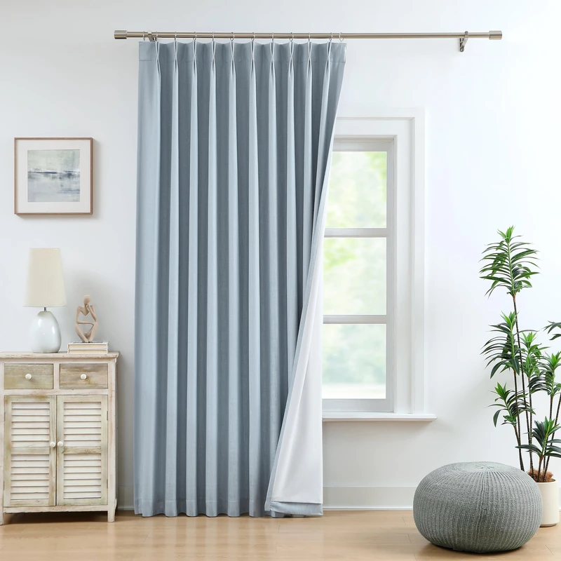 WEST LAKE Dusty Blue Bailey Pinch Pleat Blackout Curtains 95 Inches Length