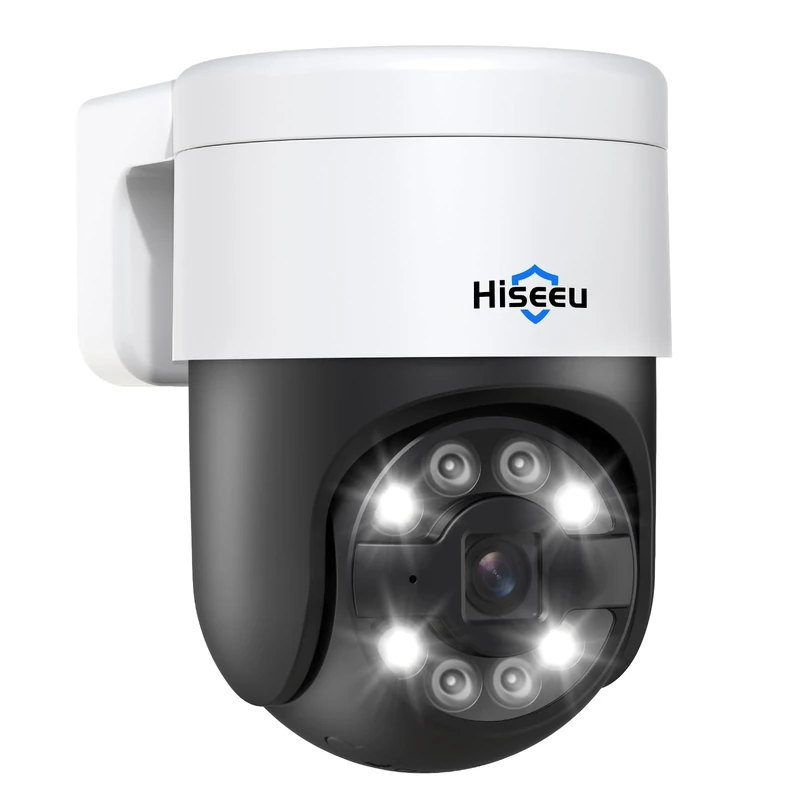 Hiseeu 360° Security Camera Outdoor with Color Night Vision,4K POE PTZ Camera Outdoor,Wired CCTV camera,Motion Detection,2-Way Audio,Remote View,Work POE CCTV System