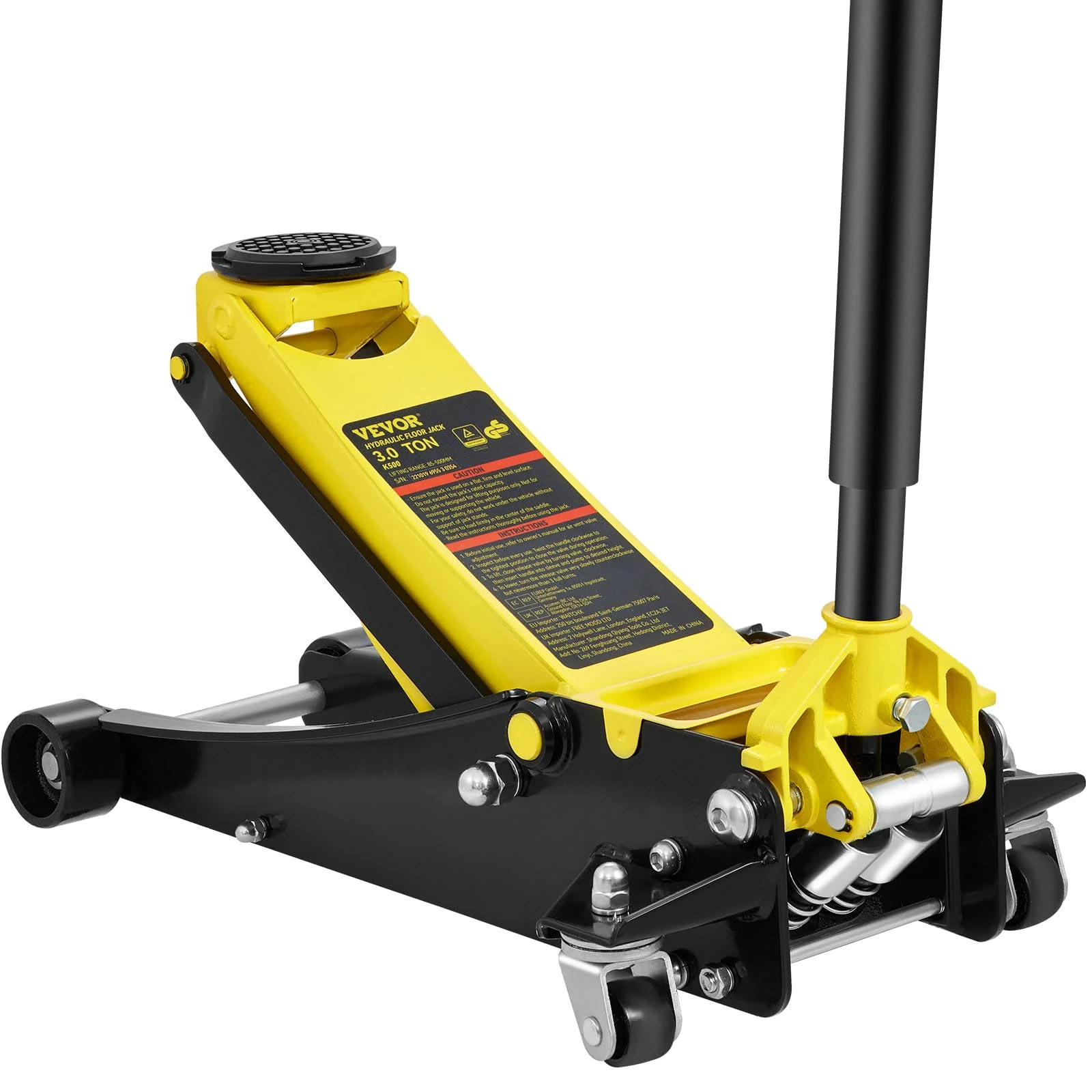 VEVOR Floor Jack, 3 Ton Low Profile, Heavy-duty Steel Racing Floor Jack with Dual Pistons Quick Lift Pump, Lifting Range 3.35"-19.69"