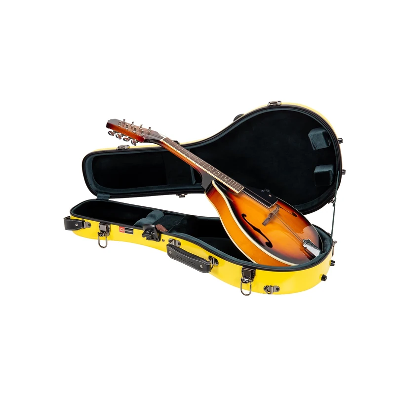 Crossrock Fiberglass A-Style Mandolin Case, with Accessory Compartment, Backpack Straps, TSA Lock-Yellow (CRF2020MAYL) - Image 1