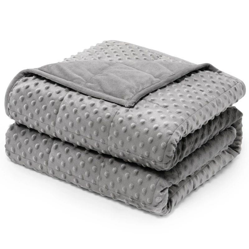 Wemore Minky Dot Weighted Blanket for Adults 25 lbs King Size 80"x87" Grey