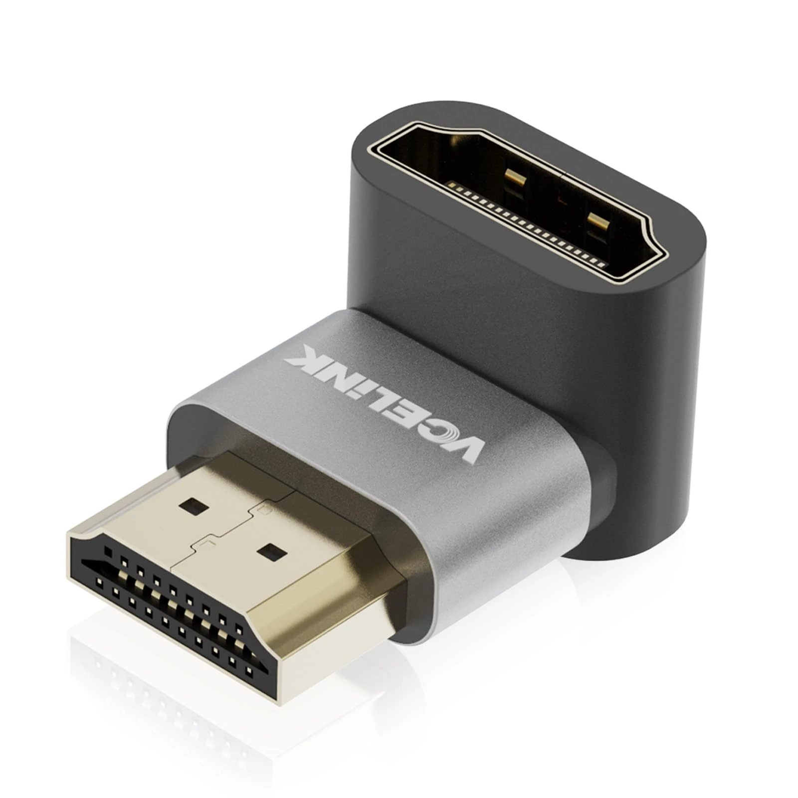 VCELINK Right Angle HDMI Adapter 8K, HDMI Connector 90 degree, HDMI Male to Female Adapter 2.1 Gold Plated Support 8K@60Hz for TV, Laptop, Monitor, DVR Player, 1 Pack