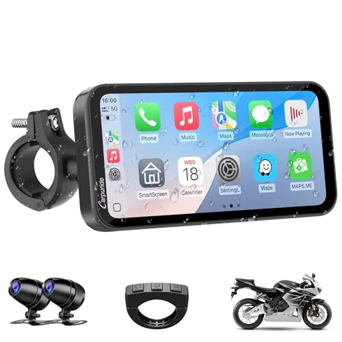 Carpuride W603 Wireless Carplay Android Auto Car Stereo with 4K Dash Cam, 6.3 inch IPS Portable Touch Screen, Car Stereo Receiver with Mirror, Bluetooth, Drive Navigation (603D)