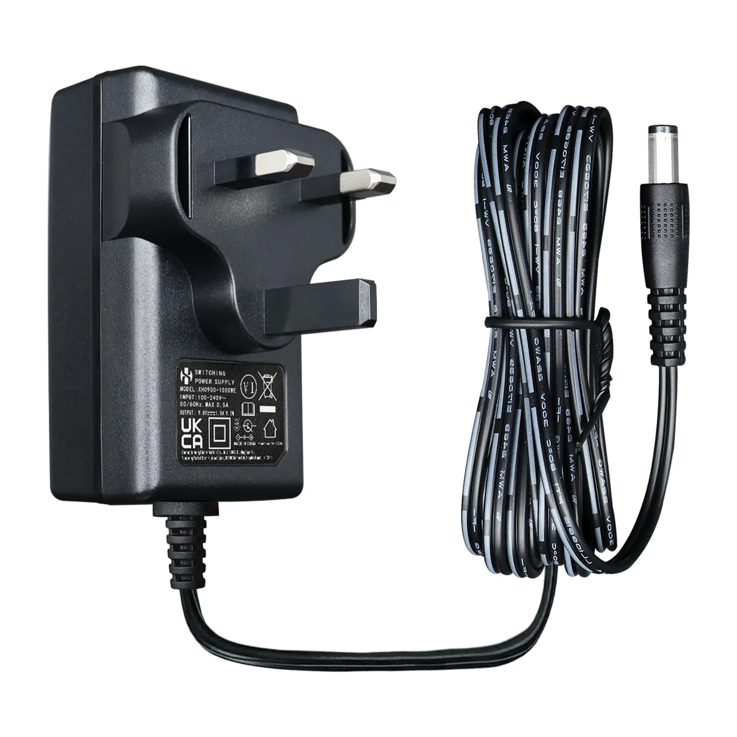 9V 1A 9W 1.8M/6ft Long Power Supply Adapter, AC DC Switching Adapter (Input 100-240V, Output 9Volt 1Amp/1000mA), Wall Mount Transformer Charger Plug, UKCA Listed