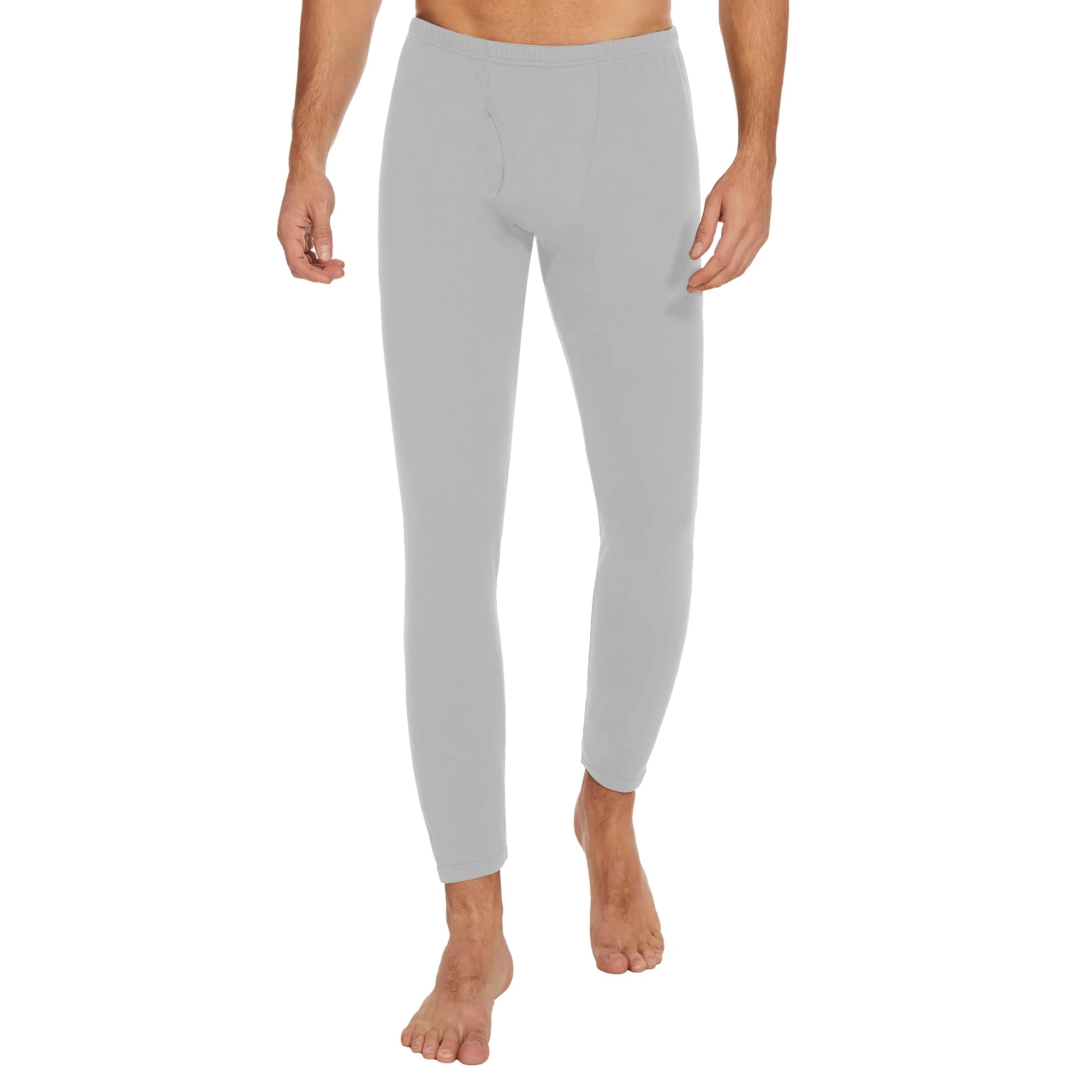 HIPOWER Men's Thermal Underwear Long Johns Bottoms Fleece Lined Pants Base Layer Winter Black Sports Leggings Workout Warm Running Hiking Gym Ski Pajama Trouser(Light Grey M)