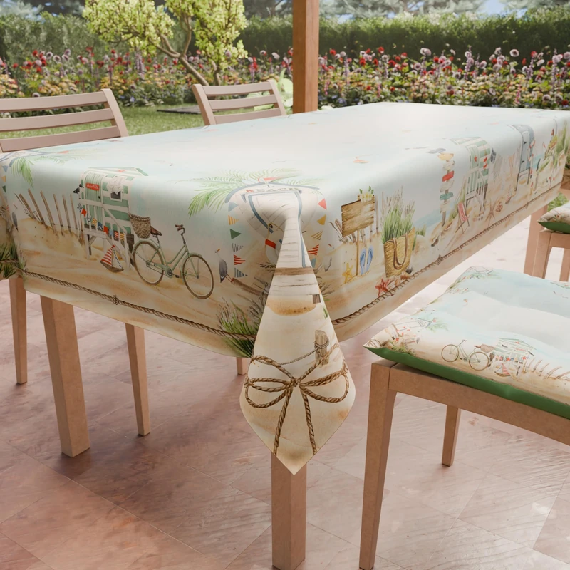 PETTI Artigiani Italiani - Rectangular Anti-Stain Tablecloth Kitchen Beach Design X18 Seater (140 x 360 cm) 100% Made in Italy