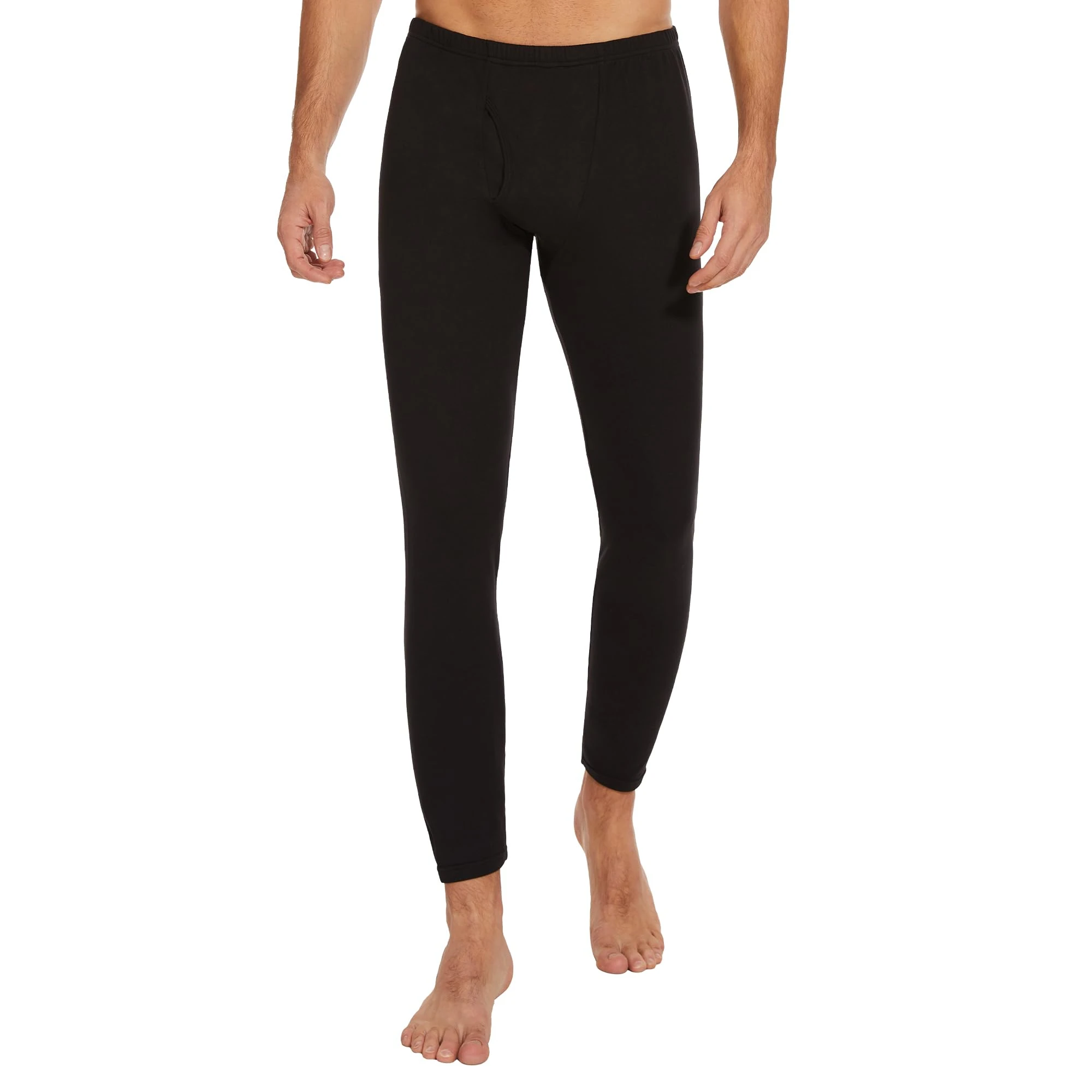 HIPOWER Men's Thermal Underwear Long Johns Bottoms Fleece Lined Pants Base Layer Winter Black Sports Leggings Workout Warm Running Hiking Gym Ski Pajama Trouser(BLACK M)