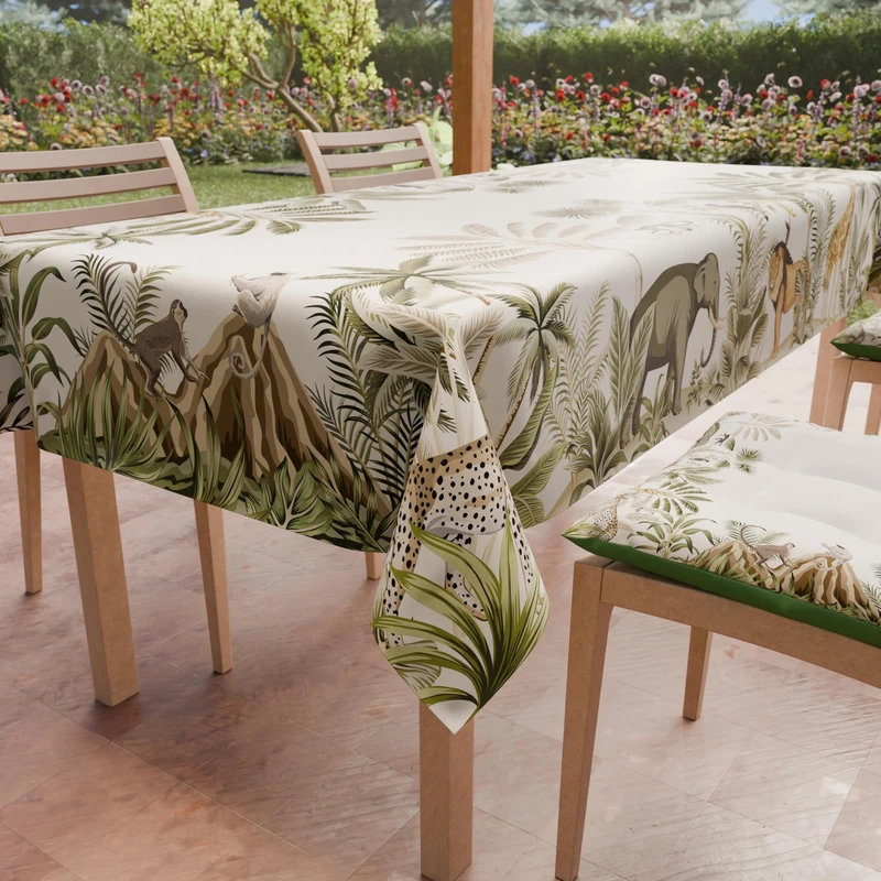 PETTI Artigiani Italiani - Stain Resistant Rectangular Tablecloth Kitchen Savana Design X24 Seater (140 x 450 cm) 100% Made in Italy