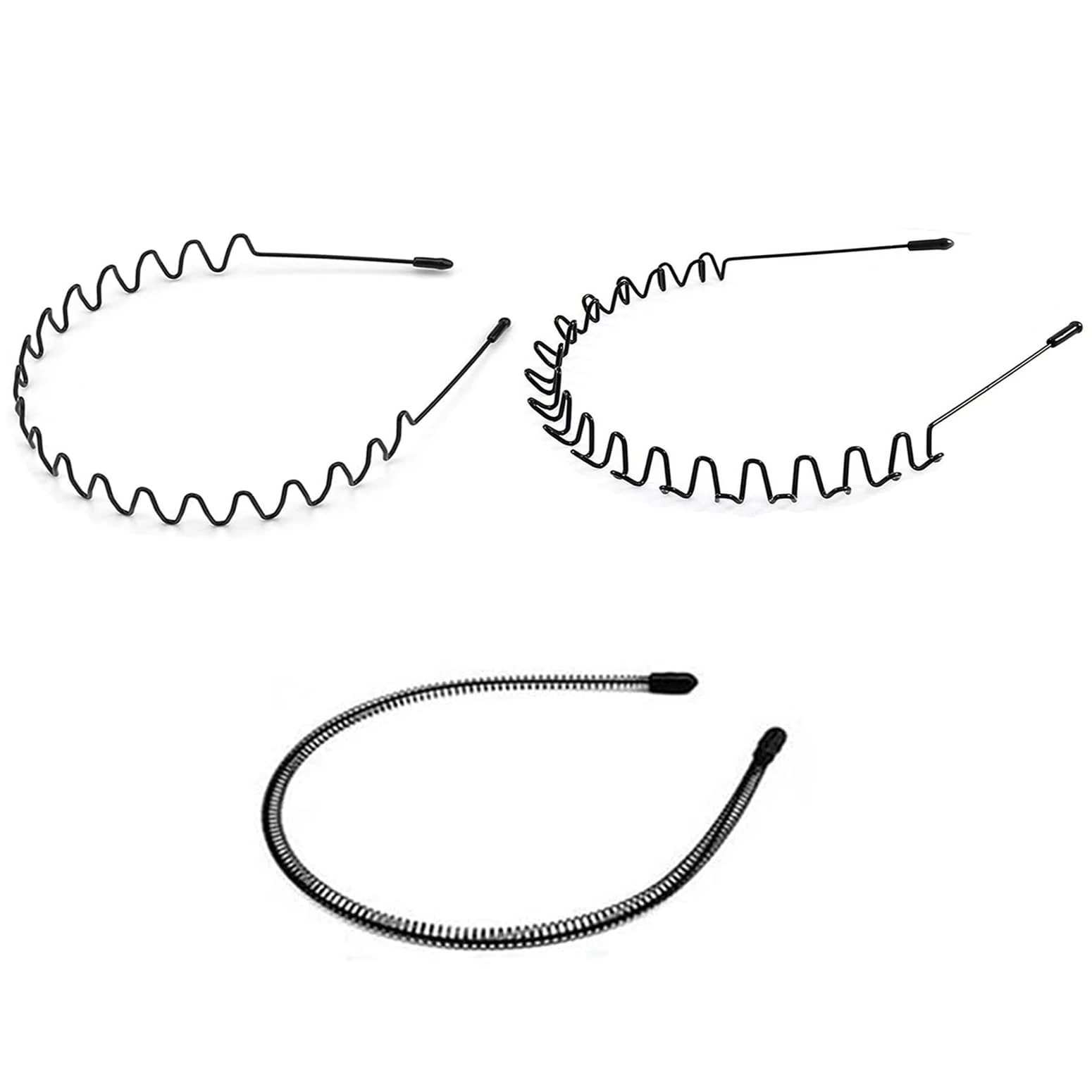 Metal Hair Bands for Women,Elastic Sports Headband,Men's Fashion Zig Zag Headband,Unisex Outdoor, Sports, Weddings and Daily Wear(3 Pcs)