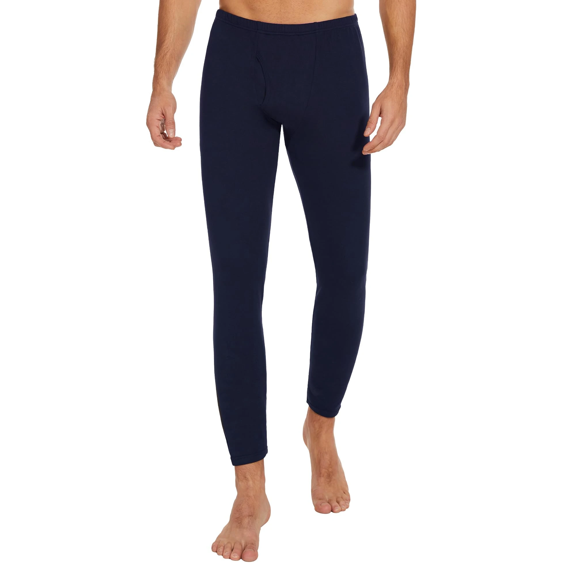 HIPOWER Men's Thermal Underwear Long Johns Bottoms Fleece Lined Pants Base Layer Winter Black Sports Leggings Workout Warm Running Hiking Gym Ski Pajama Trouser(Navy Blue M)