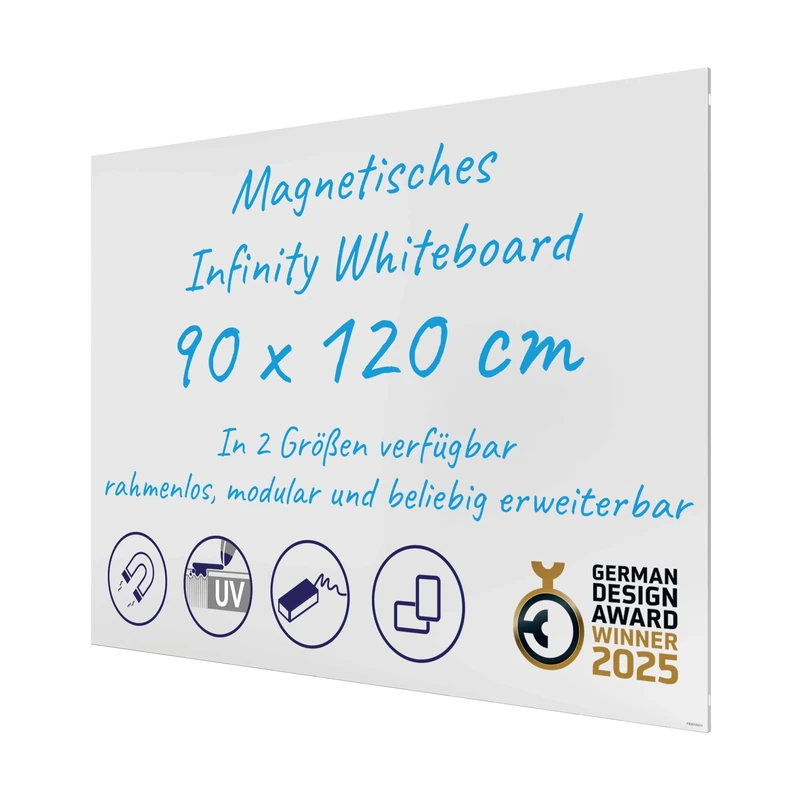 FRANKEN Infinity SCM6103 Magnetic Writing Board Without Frame, 120 x 90 cm, Multiple Blackboards Can Be Joined Directly and Portrait/Landscape Format, for Office & Home Office, Steel Surface
