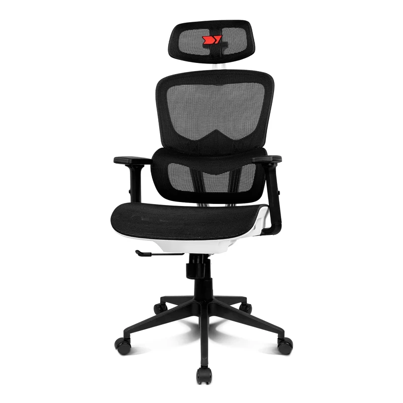 DRIFT GAMING DRAIR200 Professional Gaming Chair, Mesh and Reinforced Polymer, 2D Adjustable Padded Armrests, Class 4 Piston, Rotating, Tilt, White/Black/Red