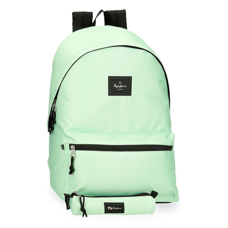 Pepe Jeans Aris Laptop Backpack Double Compartment Laptop 15.6 Inch 31x44x17.5cm School Backpack Polyester by Joumma Bags, Green Turquoise, 31 x 44 x 17.5 cm, Backpack + Pencil Case