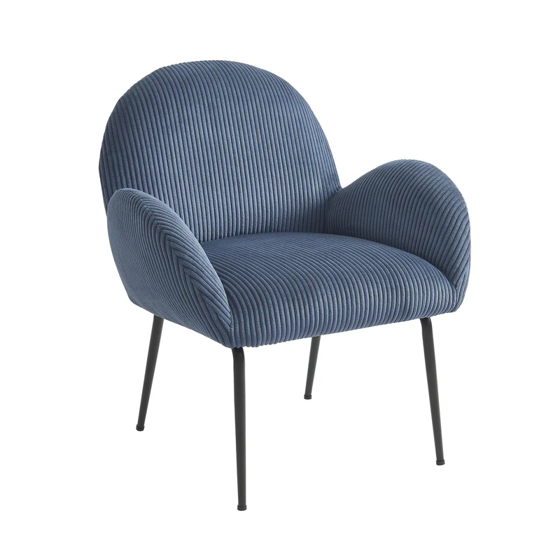BAITA GINA Blue Corduroy Armchair - Black Metal Base - Image 1