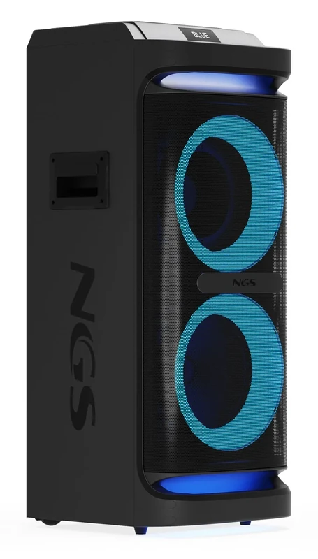 NGS Wild Space 2 – Portable Speaker, Compatible with Bluetooth Technology, True Wireless Stereo, Subwoofer + Dual Tweeter, Micro SD/USB/AUX IN, Wheels, Black