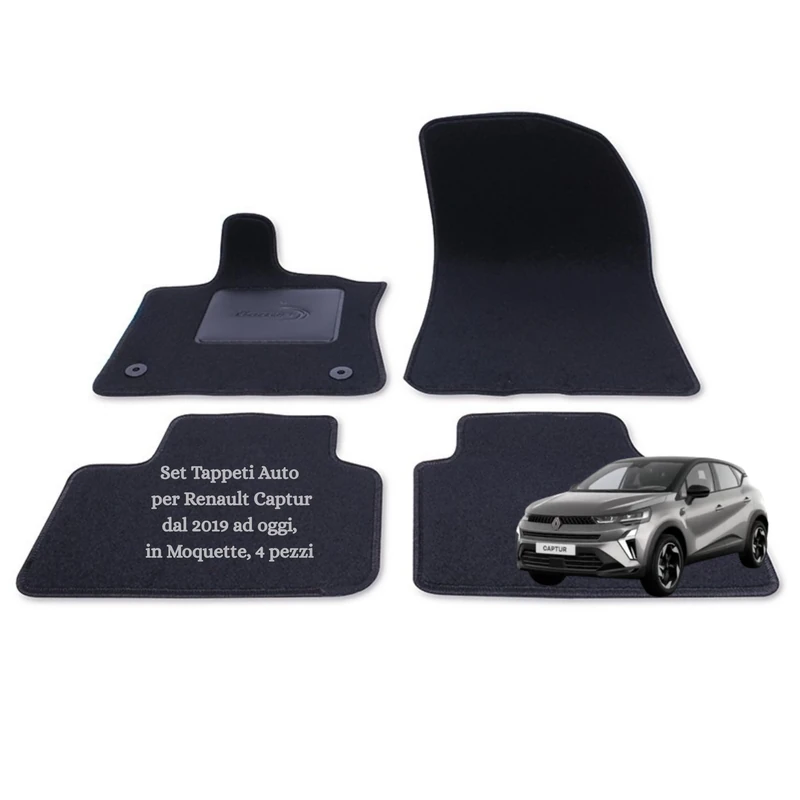 Bottari 39175 Car Mat Set for Renault Captur from 2019 to Present, Made in Carpet, 4 Pieces - Image 1