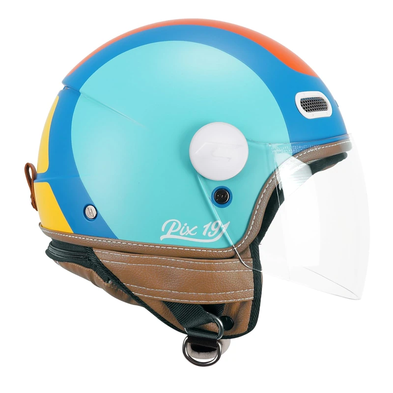 CGM Open Face Helmet, 191G PIX SPRINT Light Blue Orange Matt Long, XXL (59 cm)