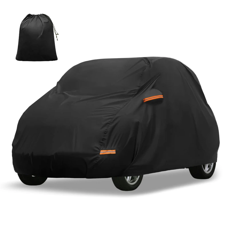 X AUTOHAUX Car Cover for Smart Fortwo 2007-2022 Aluminum Film Outdoor Waterproof Sun Rain Snow Hail Protection with Driver Door Zipper