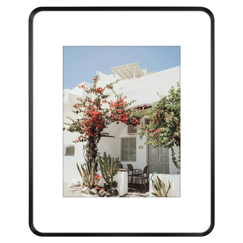 Golden State Art 16x20 Aluminum Picture Frame Black - With Round Corners - With Mat for 11x14 Photo or Without Mat for 16 x 20 Photo - Real Glass - Matte Design - Home Decor for Wall Display