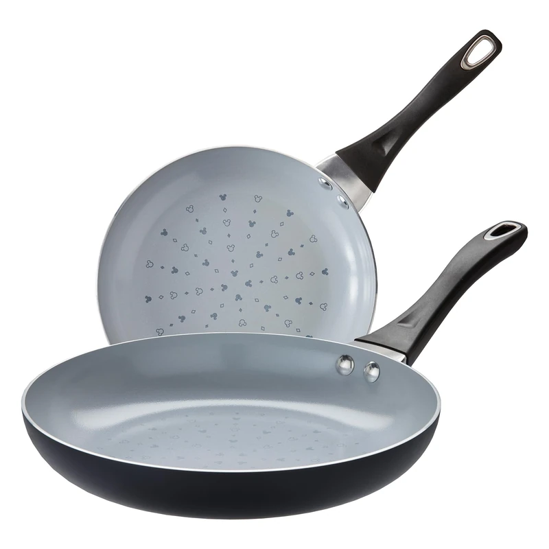 Prestige Disney Monochrome Ceramic Frying Pan Set 24 & 28cm - Non Stick Frying Pan Set, Induction Suitable, PFAS & PFOA Free Cookware, Black & White