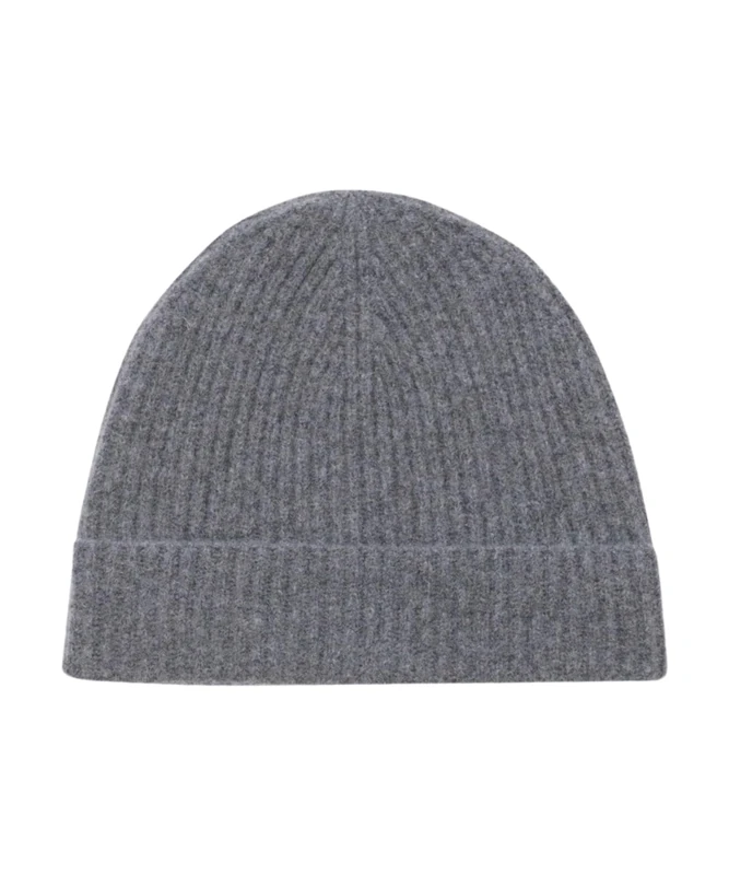 NAADAM Signature Cashmere Ribbed Beanie, Granite, One Size - Image 1