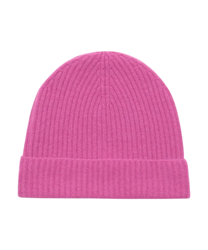 NAADAM Women's Signature Cashmere Ribbed Beanie Hat, Pink, One Size