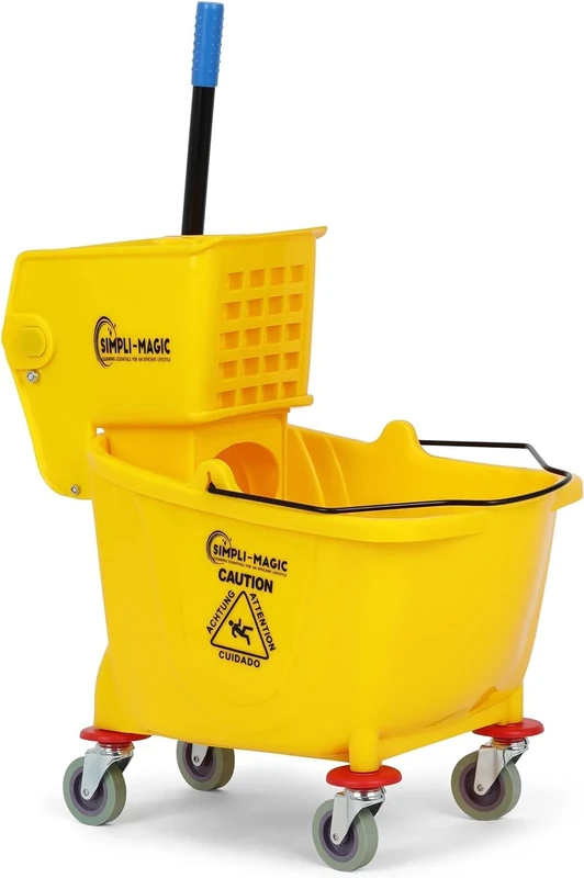 Simpli-Magic Commercial Mop Bucket with Side Press Wringer, 26 Quart, Yellow