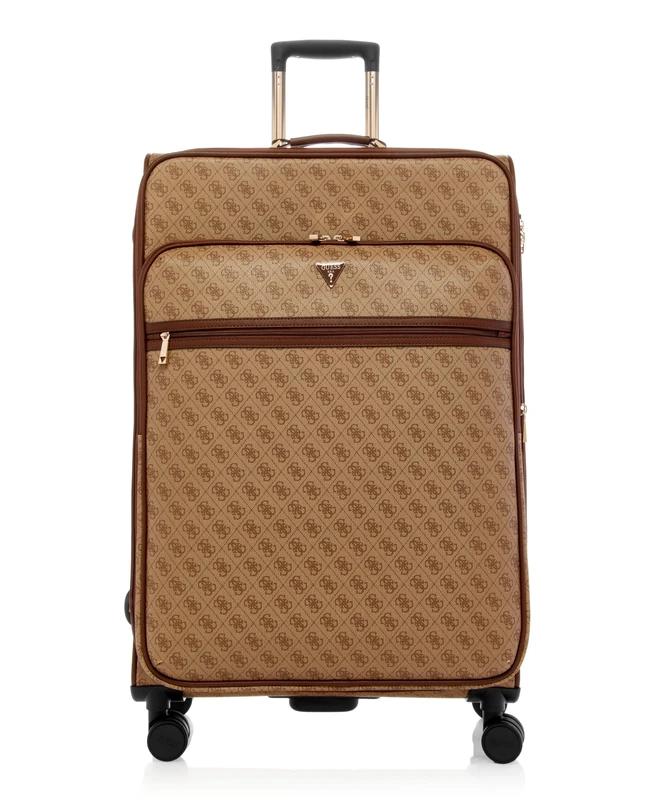 GUESS 28" 8-Wheel Spinner Suitcase, Latte Logo, Expandable, 4 Pockets, TSA Lock
