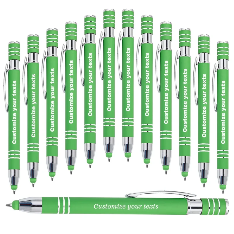 KOLOWKO Personalized 2 in 1 stylus Ballpoint pen, up to 1000 bulk/Custom Engraved Name, Text, Message - ballpoint pen for business, graduation, anniversary, communion gifts