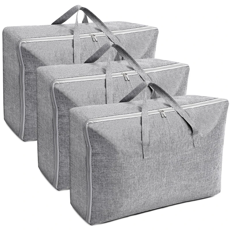 AiQInu Pack of 3 Large Storage Bags, 105 L + 84 L + 70 L, Foldable Underbed Storage Box with Handle, Waterproof, Durable Moving Bags for Bedding, Mattress Toppers, Blankets and Pillows - Image 1