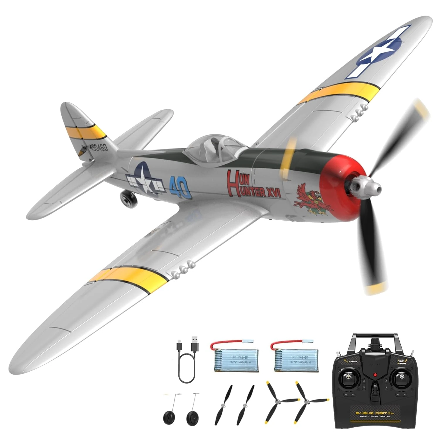 HBSAPKKA RC Plane 4CH Remote Control Airplane 2.4GHz Ready to Fly P-47 Thunderbolt RC Airplane with Xpilot Stabilization System & One Key Aerobatic for Adults Kids Beginners