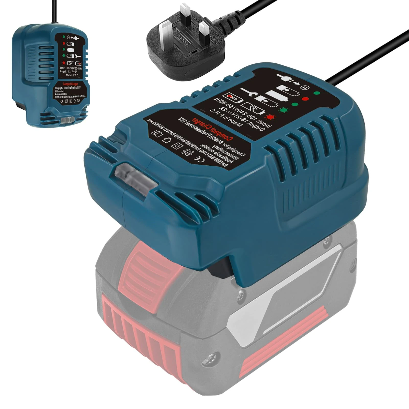 Fast Charger Replacement for Bosch Professional 18V System GBA Charger Station with LED Indicator Comaptible with Bosch GBA 18V battery BAT607 BAT614 BAT607G