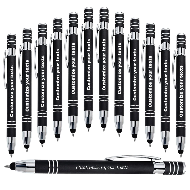 KOLOWKO Personalized 2 in 1 stylus Ballpoint pen, up to 1000 bulk/Custom Engraved Name, Text, Message - ballpoint pen for business, graduation, anniversary, communion gifts