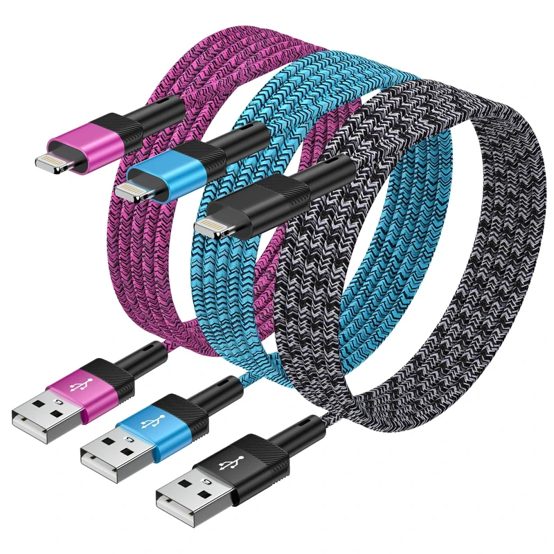 Extra Long iphone Charger Cable 3 Packs 9FT/2.75M，MFi Certified iPhone Cable Apple Fast Charge Lead Nylon Braided Apple Charger Cord for iPhone 14 13 12 11 Pro Max XS XR X 8 7 6 Plus 5 SE i-Pad