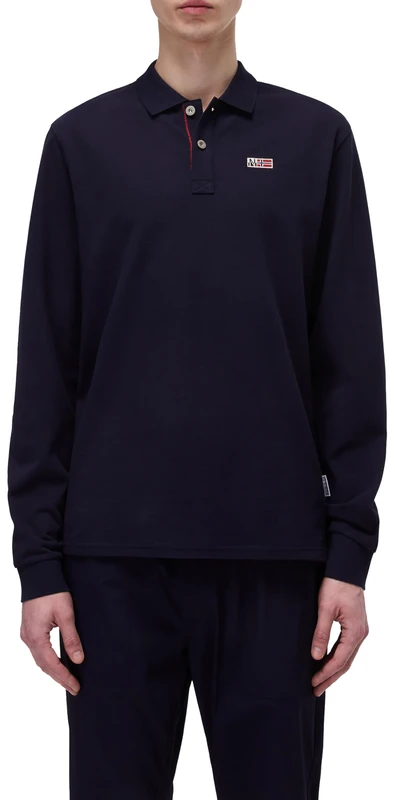 Napapijri Eruggy Long Sleeve Polo Shirt Navy Blue