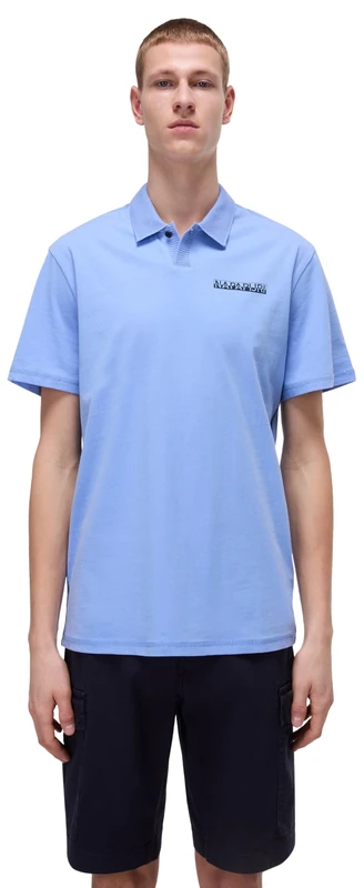 Napapijri Egeas Jersey Short Sleeve Polo Shirt Light Blue