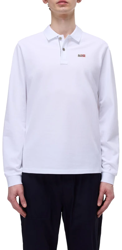 Napapijri Eruggy Long Sleeve Polo Shirt White