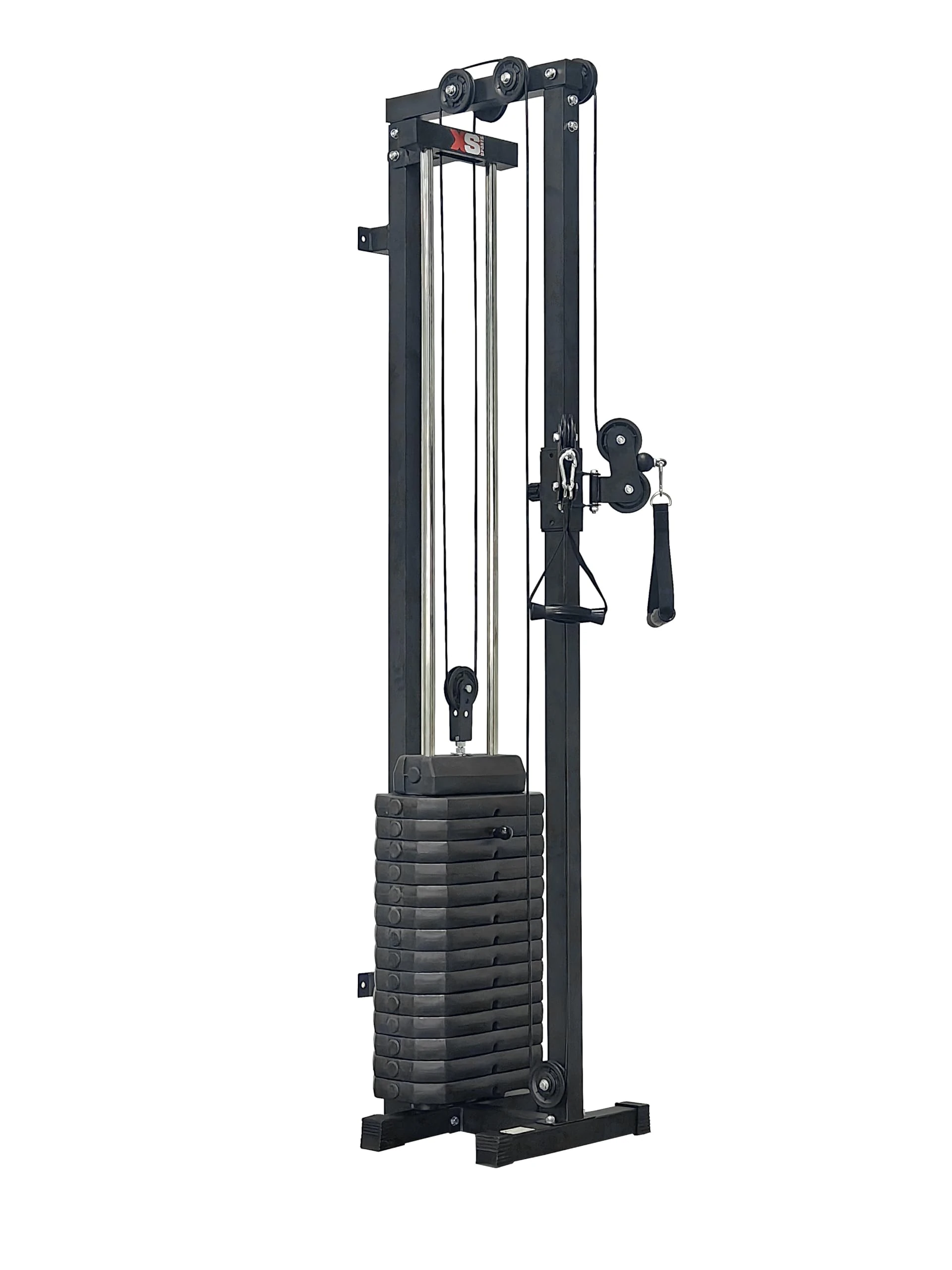 XS Sports Cable Pulley Crossover Machine - Home Gym Adjustable Dual Pulley wall mounted system with weight plate stack , Functional Trainer