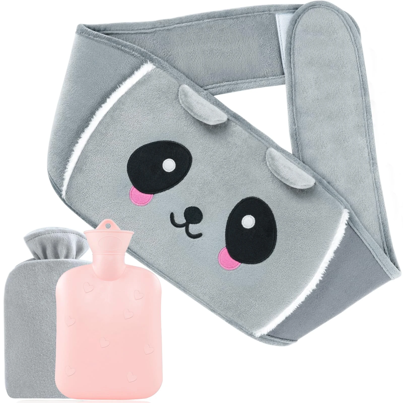 MOKANI Hot Water Bottle Belt, 1L Wearable Wrap Around Hot Water Bottle Set with Cover, Long Rubber Hot Water Bag for Shoulder, Neck, Waist, Back, Foot and Period Relief for Women (Animal)