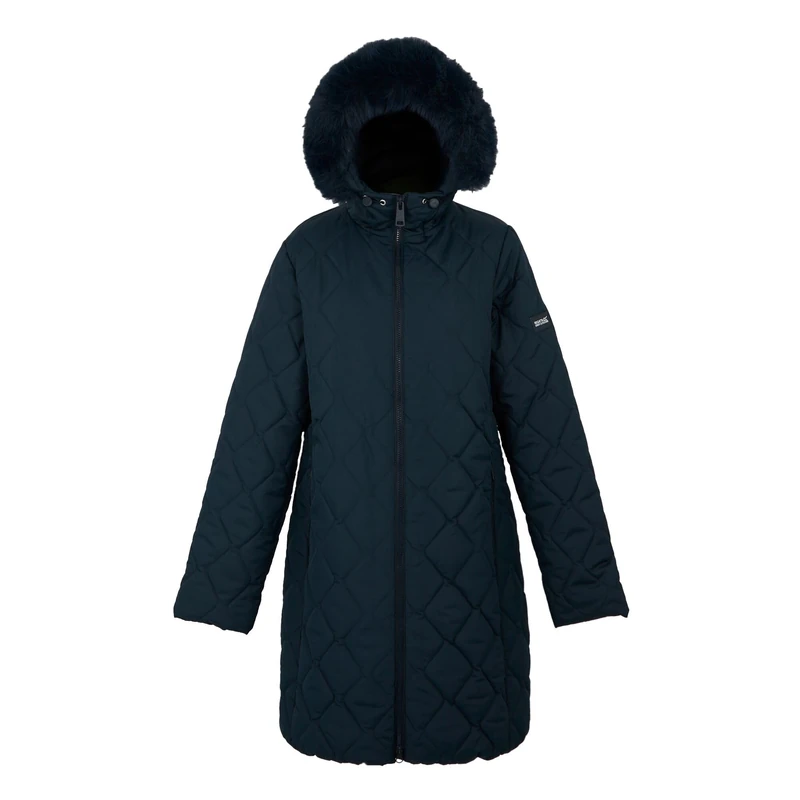 Regatta Womens Fritha III Longline Full Zip Padded Jacket with Hood, Insulated Parka Coat, Medium Weight Thermoguard - Perfect for Outdoors, Walking, Camping & Hiking