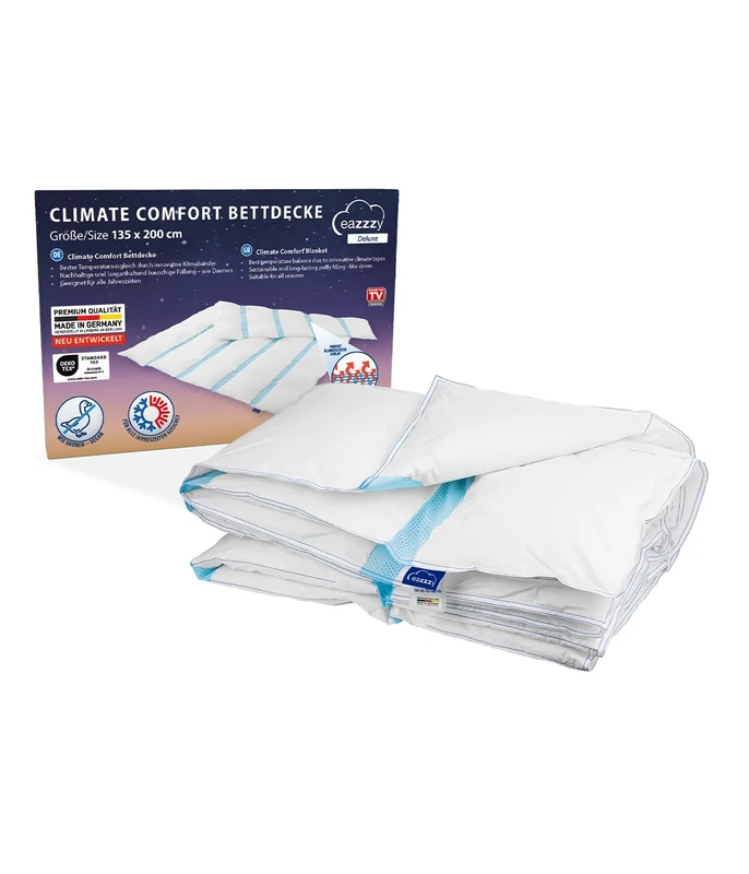 Genius Eazzzy Climate Comfort Duvet 155 x 220 cm, Fibre Proof, Lightweight All Season Duvet, Breathable Sleeping Blanket, Comfortable Temperature for Sleeping, All Season Duvet