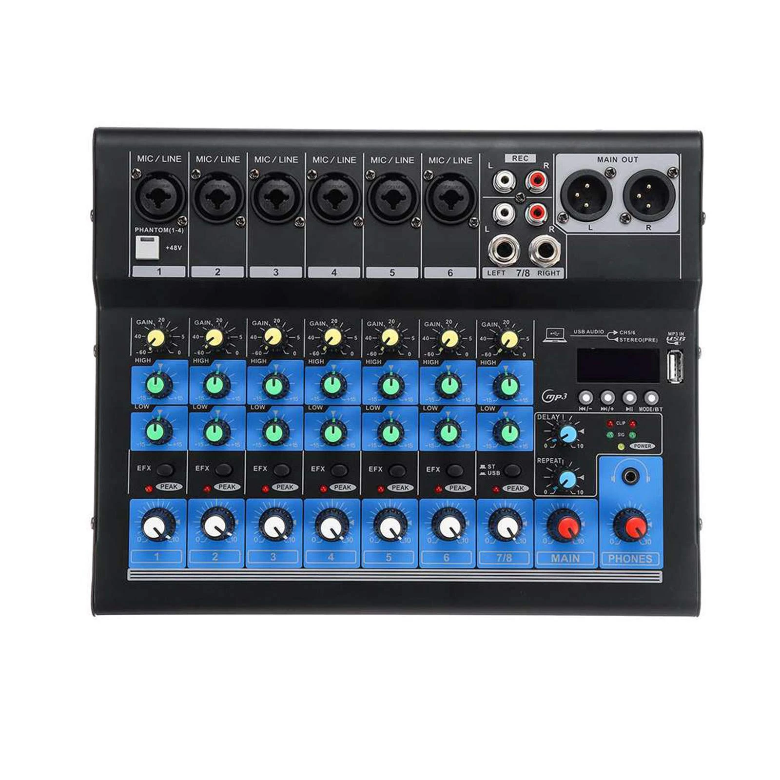 Studio Mixing Desks, 8 Channel Digital Microphone Sound Mixer Console 48V Bluetooth Powerful Professional Karaoke Audio Mixer Amplifier Ideal for Small Clubs or Bars