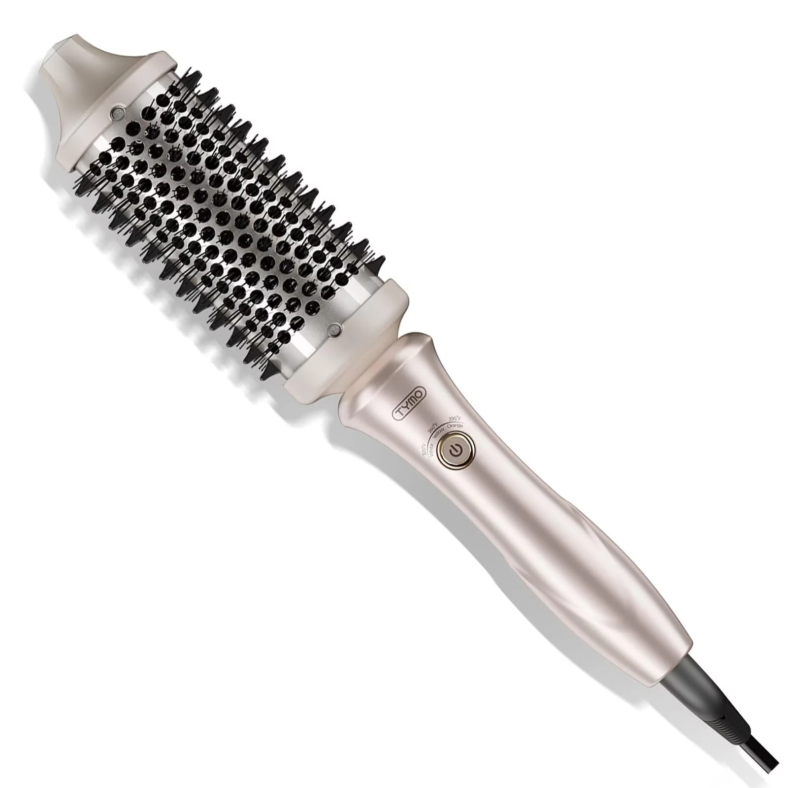 TYMO STYLUX Thermal Brush - Heated Round Curling Brush, Blowout Volumizer with Flexi-Fit Tech for Hair Styling, Curling Styler Tool, Hair Straightener and Curler 2 in 1, Dual Voltage, Gold, 1.7 Inch