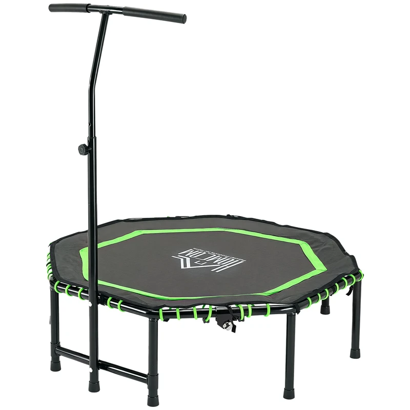 HOMCOM Foldable Trampoline w/Adjust Handle, Max Load 100 KG - Green - Image 1