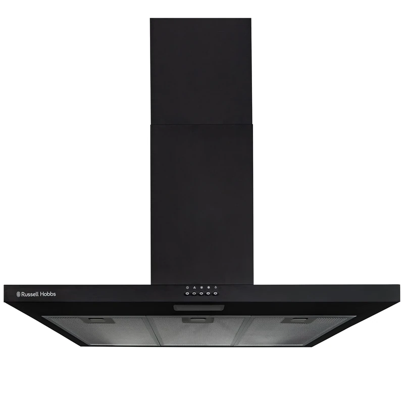 Russell Hobbs Chimney Cooker Hood 90cm T-Shaped Kitchen Extractor Fan in Black, 3 Speed Settings & LED Light Extraction & Recirculation Features, 3 x Washable Aluminium Filters RHTCH900B1B
