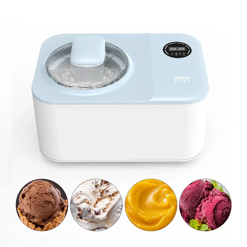 Sensio Home Icy Treats Ice Cream & Dessert Maker, Delicious Fast Ice Cream NO Pre Freezing Required, Gelato, Sorbet, Yoghurt In 40 Minutes with Recipes Included, Blue