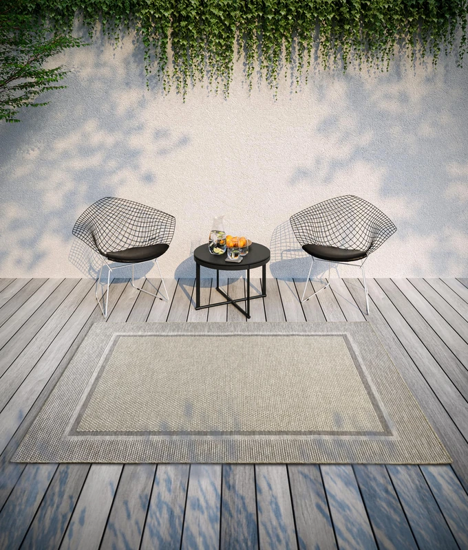 Villeroy & Boch Luitwin Indoor & Outdoor Rug Modern - Modern Flat Weave, Boho, Ethnic, Oeko-Tex Weatherproof & UV-Resistant for Balcony, Patio, Garden - Natural Brown, 115 x 170 cm